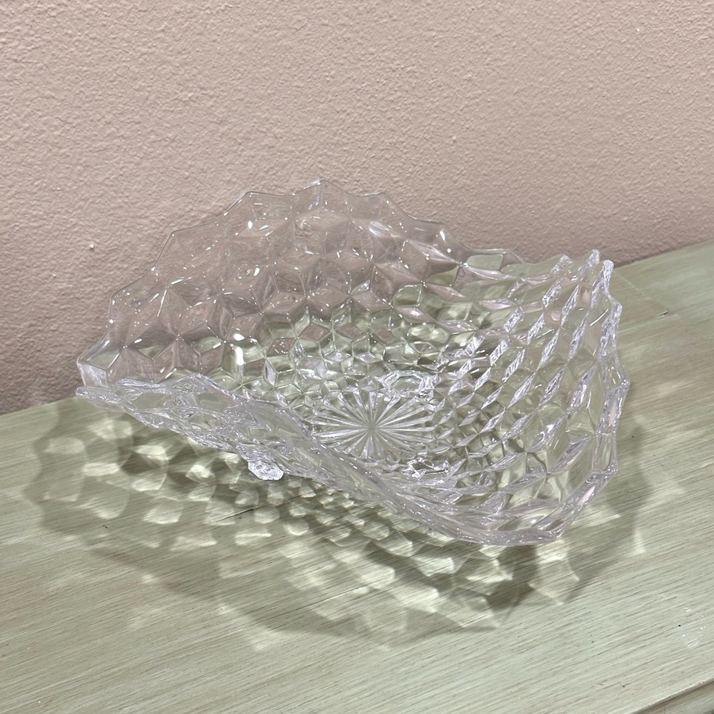 Fostoria American tri-corner three footed crystal bowl
